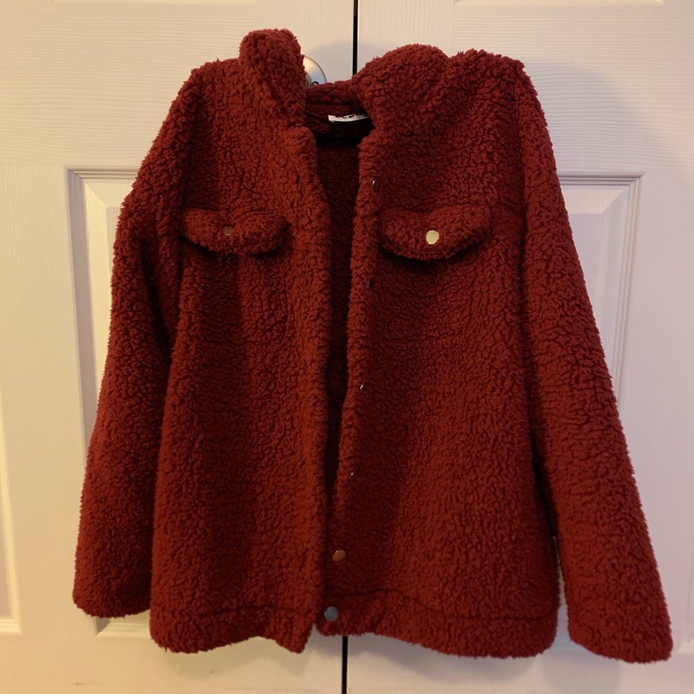 Fuzzy faux sherpa trucker jacket - Picture 2 of 5